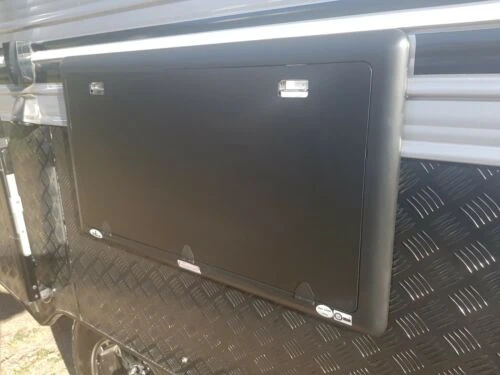 BLACK CARAVAN PICNIC TABLE 12V LED BUILT IN 800MM X 450MM CAMPER SURFACE MOUNTED RPTB 2 BLACK CARAVAN PICNIC TABLE 12V LED BUILT IN 800MM X 450MM CAMPER SURFACE MOUNTED RPTB - Image 2