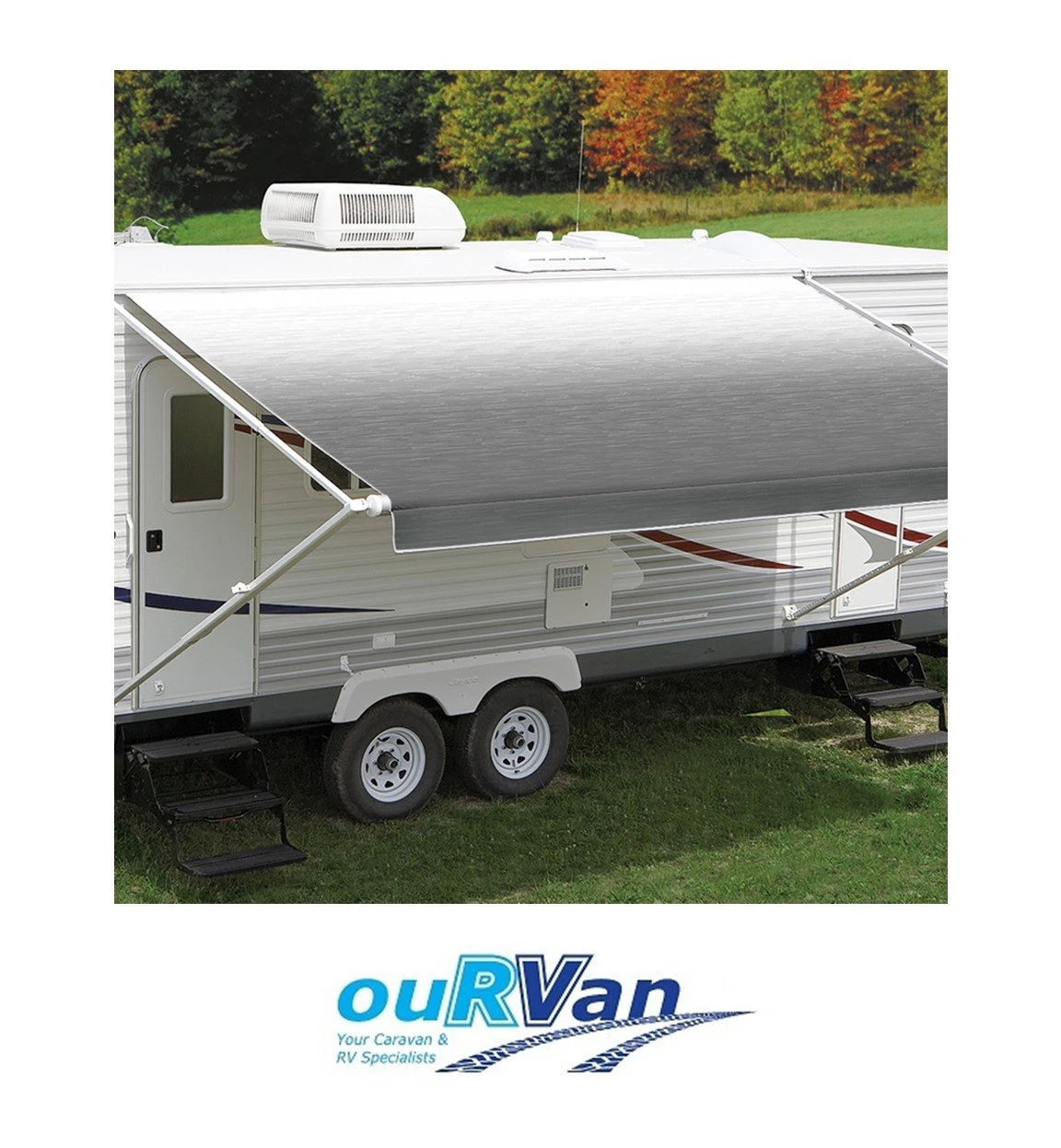 CAREFREE 11FT SILVER SHALE FADE ROLL OUT AWNING (NO ARMS). FF116D00HM 200-36710 1 CAREFREE 11FT SILVER SHALE FADE ROLL OUT AWNING (NO ARMS). FF116D00HM 200-36710