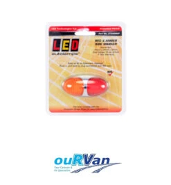 LED 37CARM2P SIDE DIRECTION LED MARKER AMBER/RED, WHITE BASE CARAVAN RV