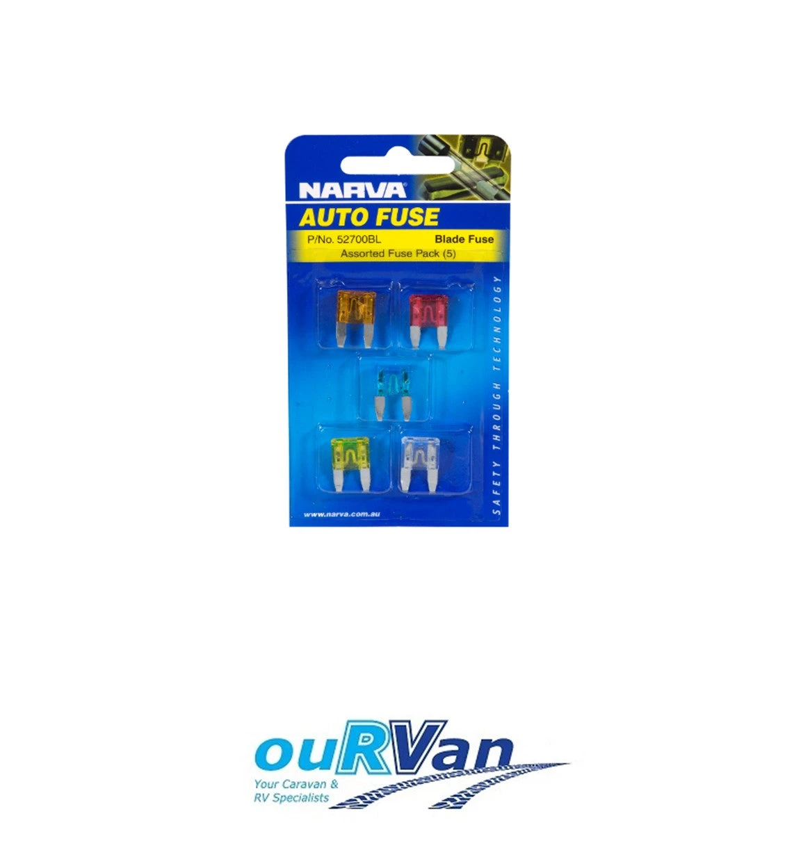 NARVA 52700BL ASSORTED FUSE PACK OF 5 MINI BLADE FUSES 1 NARVA 52700BL ASSORTED FUSE PACK OF 5 MINI BLADE FUSES
