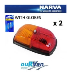 NARVA 85760 PACK OF 2 WITH GLOBES CARAVAN CAMPER RED/AMBER SIDE MARKER LIGHT JAYCO WINDSOR 47254