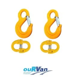 2 X 6MM EYE SLING HOOK & CHAIN LOAD RATED CONNECTOR KIT 1.1T