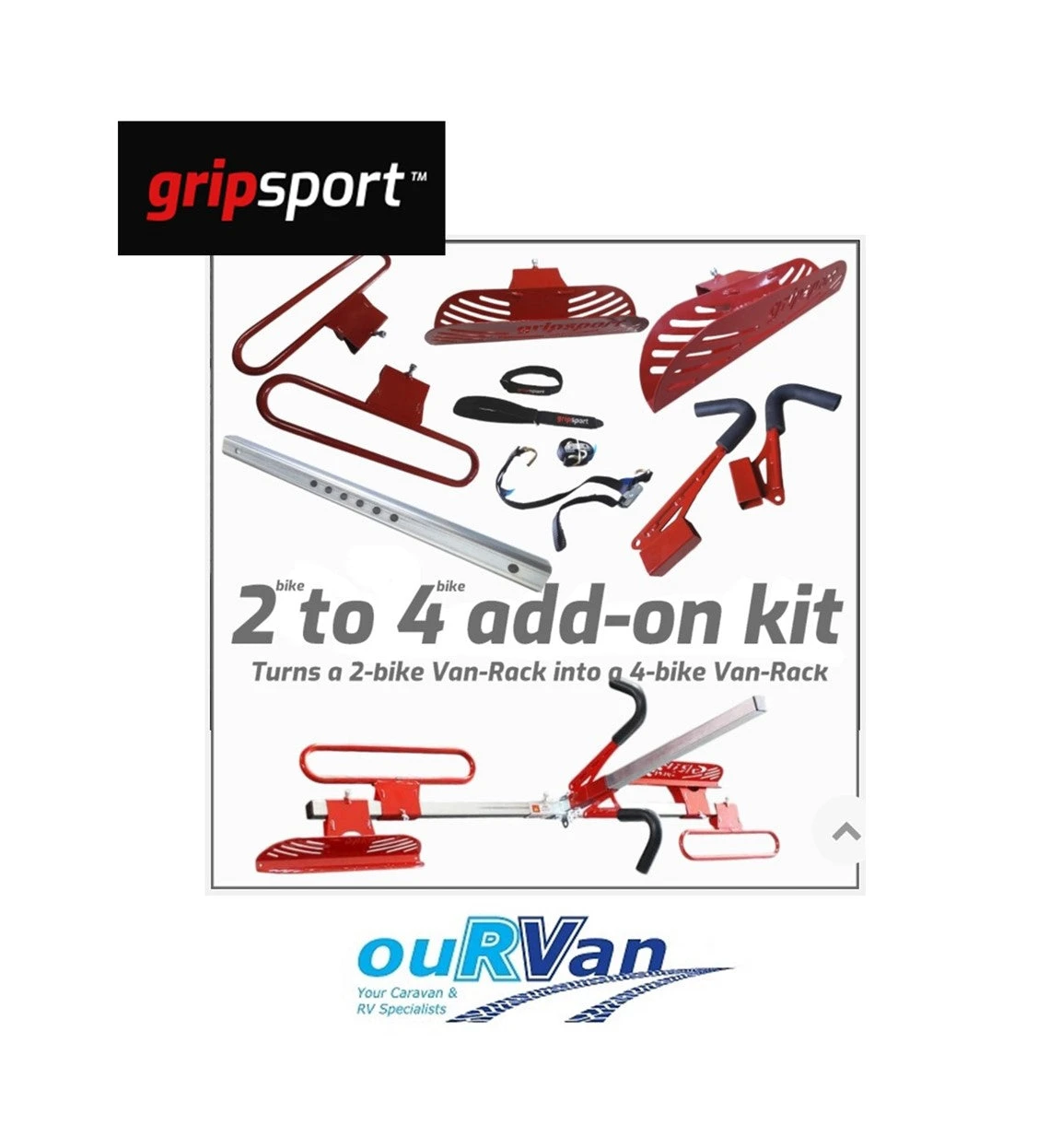 GripSport Add-on Kit For Van-rack 2 Bike To 4 Bike GSR167 1 GripSport Add-on Kit For Van-rack 2 Bike To 4 Bike GSR167